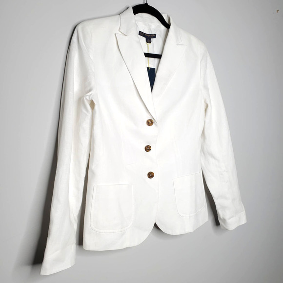 BROOKS BROTHERS Milano Fit White 100% Linen Blazer Jacket Sz 4 - Picture 2 of 8